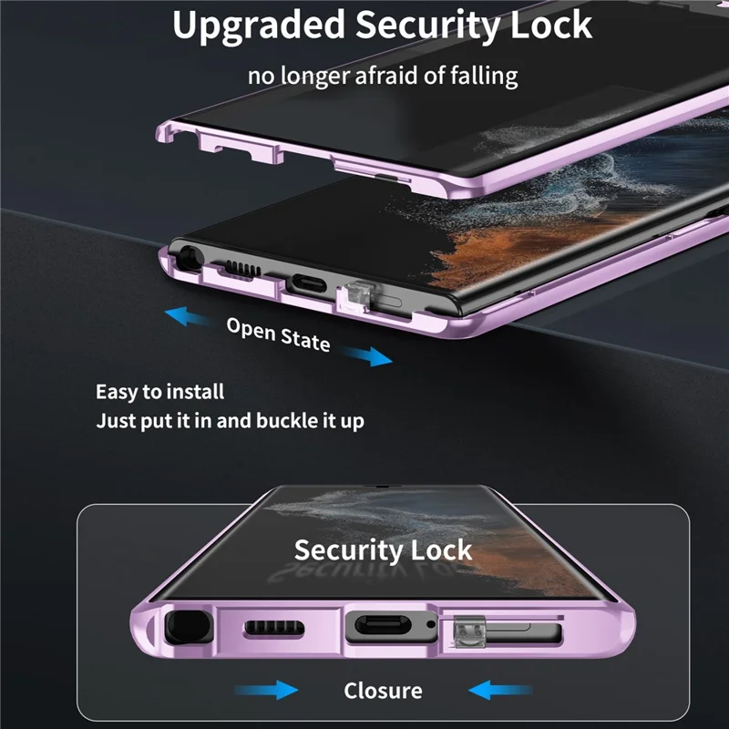 For Samsung Galaxy S24+ Case HD Clear Double Sides Tempered Glass Back Phone Cover - Black