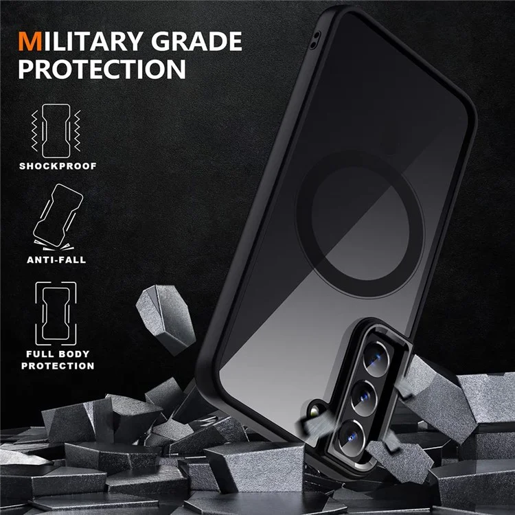 Per Samsung Galaxy S24 Custodia Trasparente Acrilico + TPU Custodia per Telefono Compatibile con MagSafe - Nero