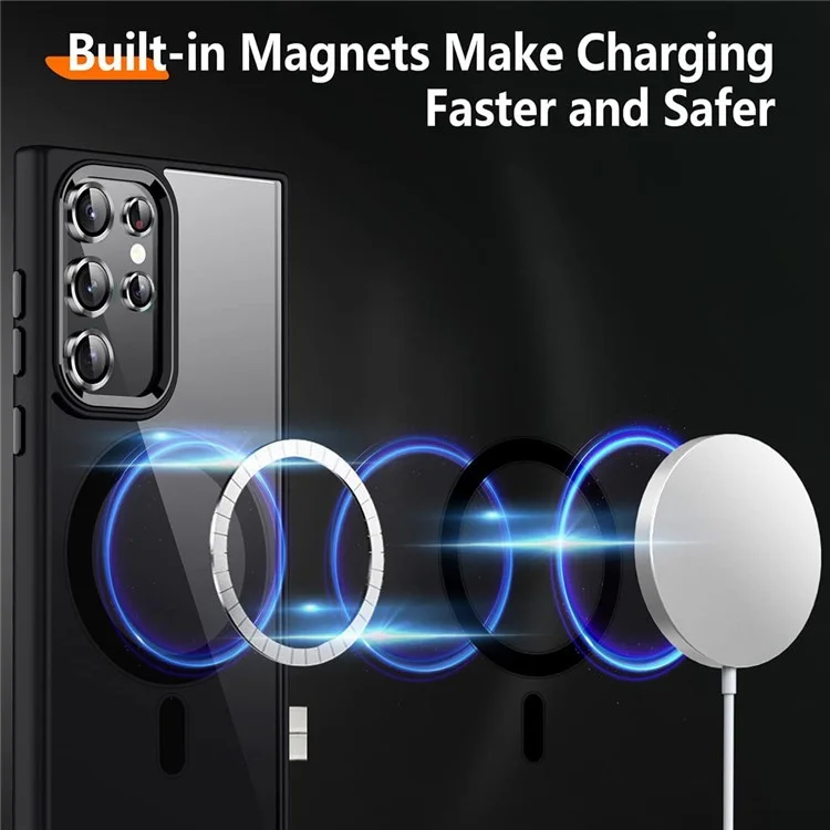 Für Samsung Galaxy S24 Ultra Magnetische Hülle Acryl+TPU Hülle Kompatibel mit MagSafe - Schwarz
