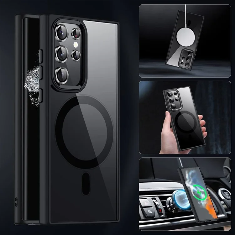 Für Samsung Galaxy S24 Ultra Magnetische Hülle Acryl+TPU Hülle Kompatibel mit MagSafe - Schwarz