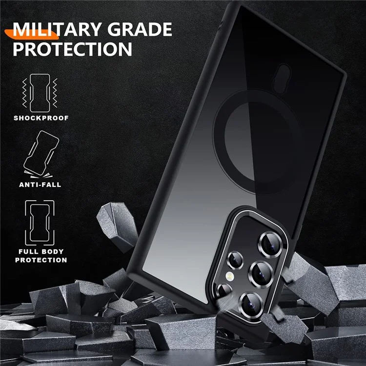 Für Samsung Galaxy S24 Ultra Magnetische Hülle Acryl+TPU Hülle Kompatibel mit MagSafe - Schwarz