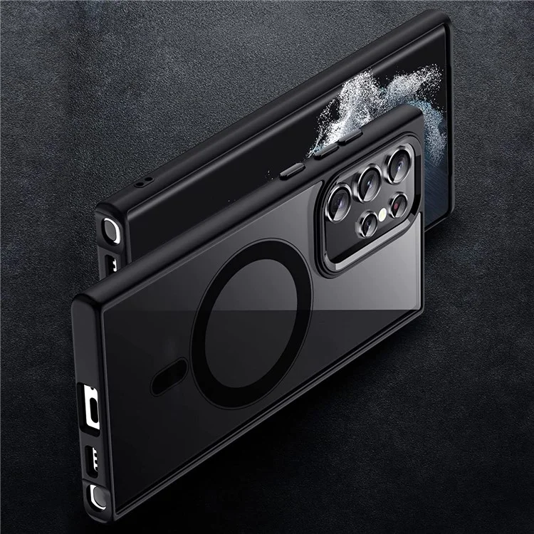 Für Samsung Galaxy S24 Ultra Magnetische Hülle Acryl+TPU Hülle Kompatibel mit MagSafe - Schwarz