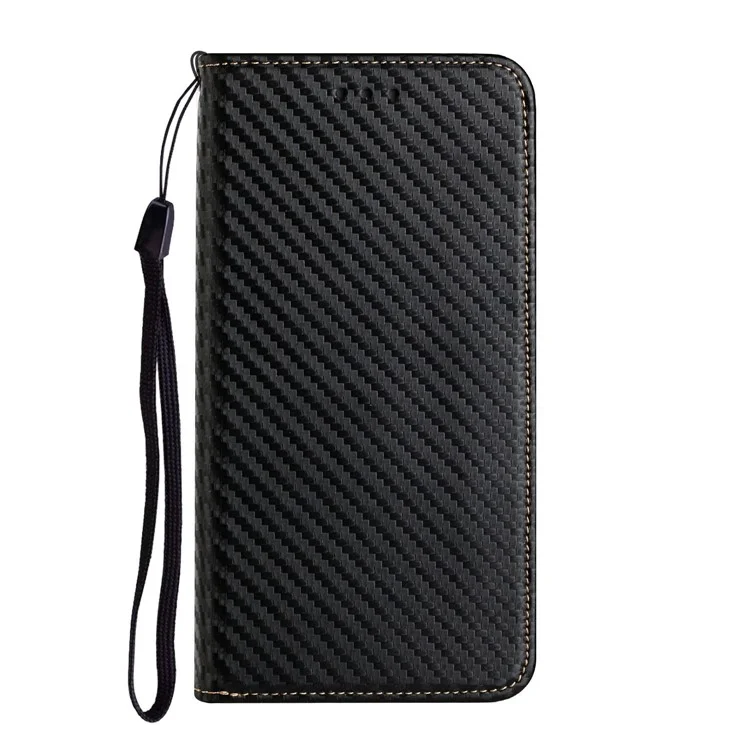 Funda para Samsung Galaxy S24 Textura de Fibra de Carbono Billetera Soporte de Cuero - Negro