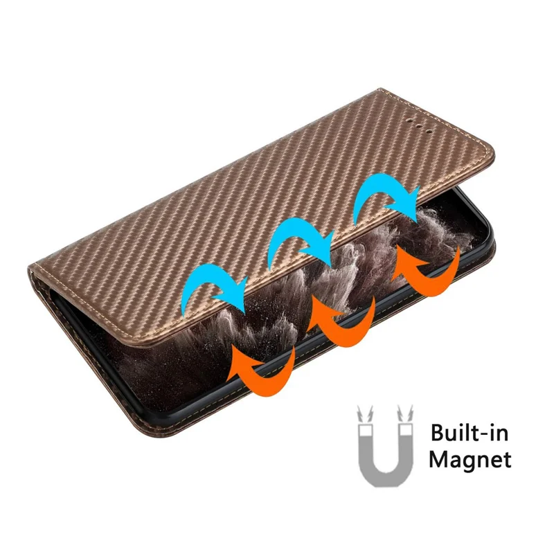 For Samsung Galaxy S24 Case Carbon Fiber Texture Wallet Stand Leather Cover - Brown