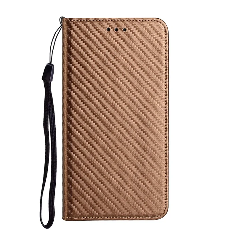 For Samsung Galaxy S24 Ultra Case Carbon Fiber Texture Wallet Stand Cover - Brown