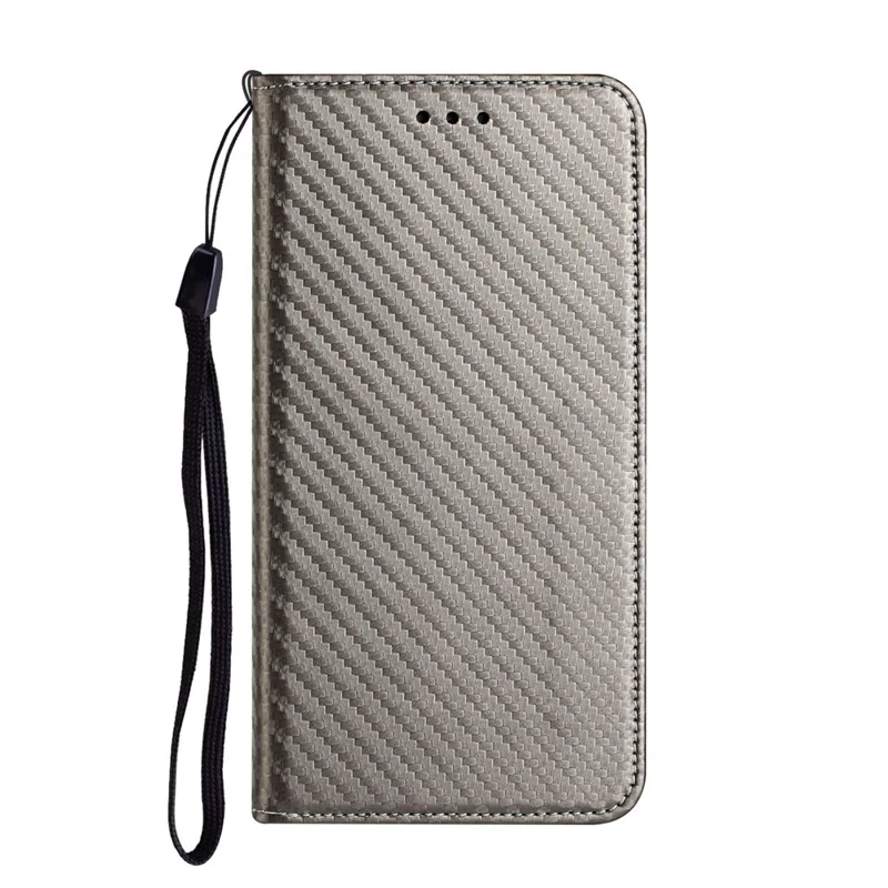 For Samsung Galaxy S24 Ultra Case Carbon Fiber Texture Wallet Stand Cover - Grey