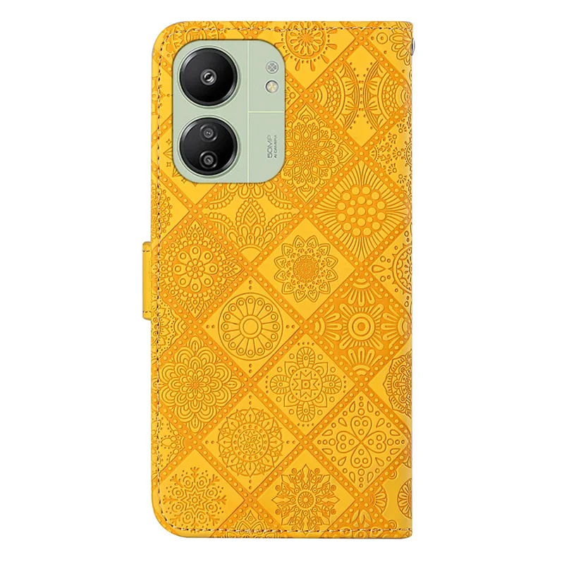 For Xiaomi Redmi 13C 4G / 5G / 13R 5G / Poco M6 5G / Poco C65 4G Case Stand Wallet Anti-Drop Phone Cover - Yellow