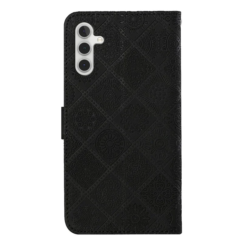Für Samsung Galaxy S24 Case Wallet Bedruckter Blumen-Lederabdeckung - Schwarz