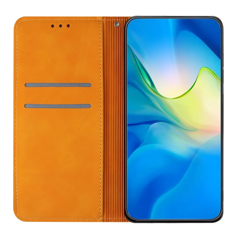 For Samsung Galaxy S24 Ultra Case Imprinted Flower Wallet Phone Cover - Yellow