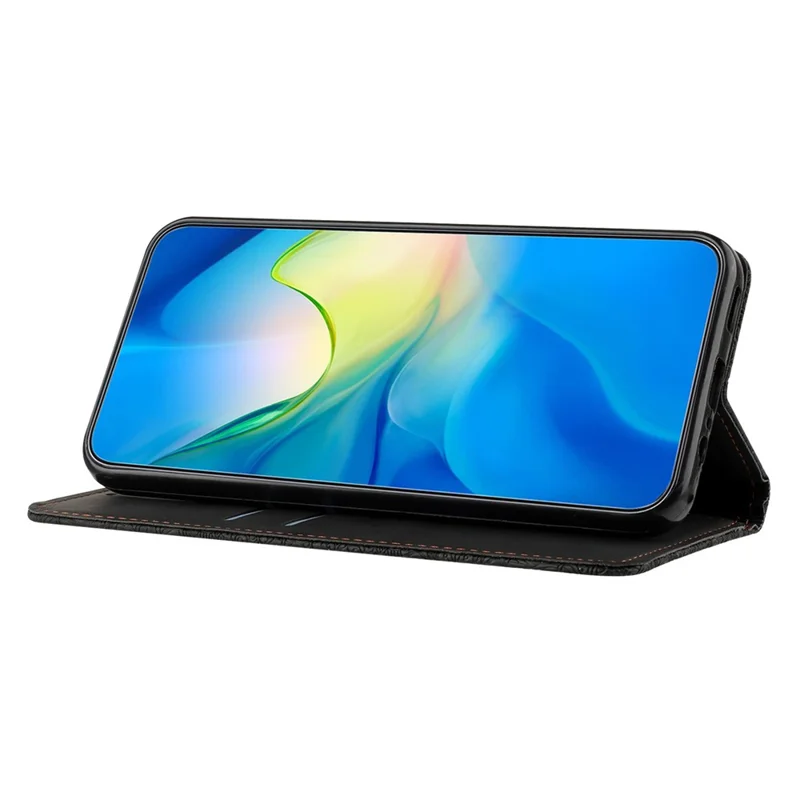 For Samsung Galaxy S25 / S24 Leather Case Wallet Stand Imprinted Phone Cover - Black