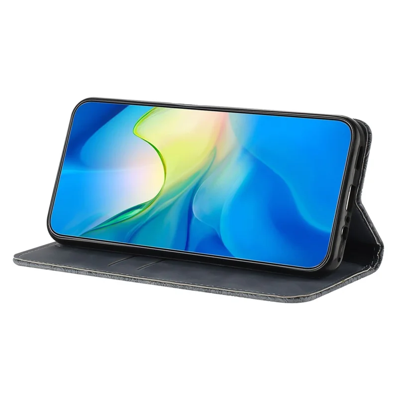 For Samsung Galaxy S25 / S24 Leather Case Wallet Stand Imprinted Phone Cover - Grey