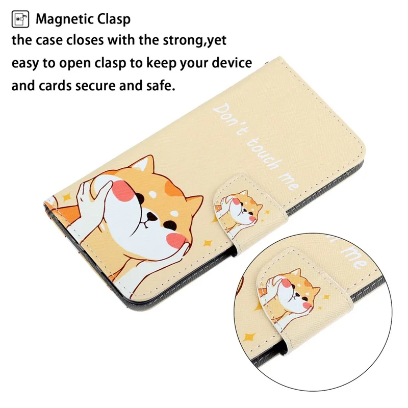 Capa para Samsung Galaxy S25+ / S24+ em PU Leather com Estampa de Textura Cruzada e Alça de Pulso - Cão Akita