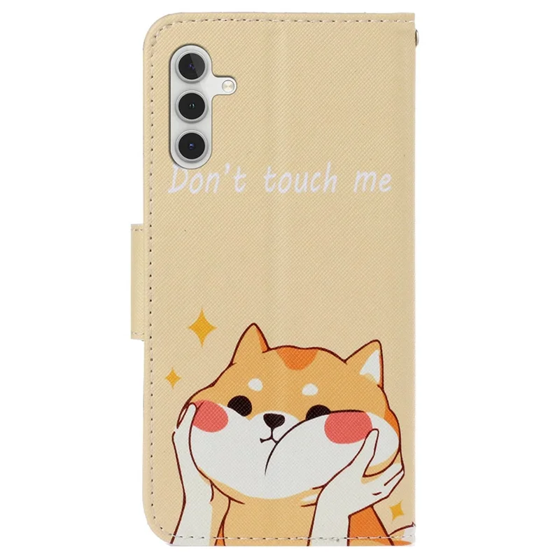 Capa para Samsung Galaxy S25+ / S24+ em PU Leather com Estampa de Textura Cruzada e Alça de Pulso - Cão Akita