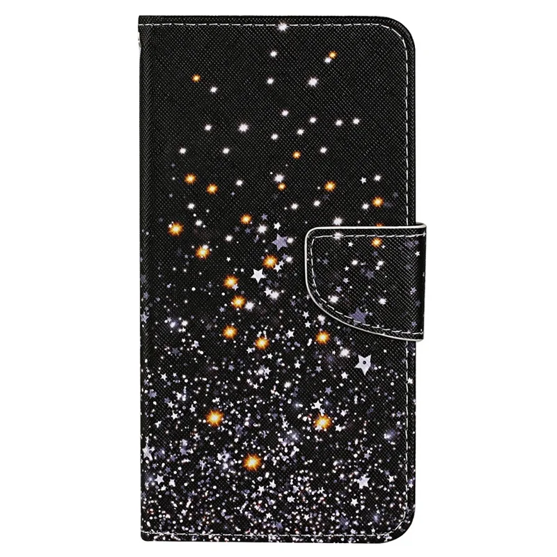 For Samsung Galaxy S25+ / S24+ Case PU Leather Cross Texture Pattern Printing Phone Cover with Wrist Strap - Shattered Stars