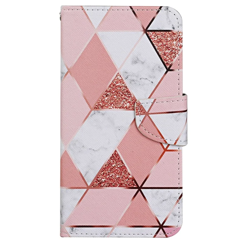 For Samsung Galaxy S25+ / S24+ Case PU Leather Cross Texture Pattern Printing Phone Cover with Wrist Strap - Marble Pattern