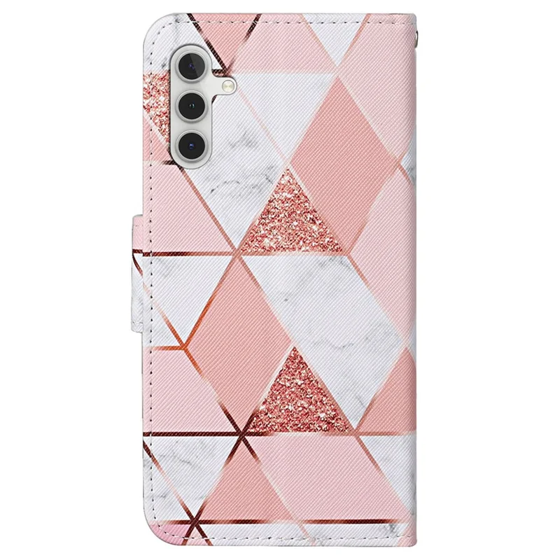 For Samsung Galaxy S25+ / S24+ Case PU Leather Cross Texture Pattern Printing Phone Cover with Wrist Strap - Marble Pattern
