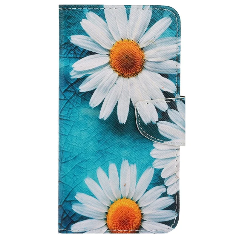 For Samsung Galaxy S25 / S24 Case PU Leather Pattern Printing Wallet Stand Phone Cover - Chrysanthemum