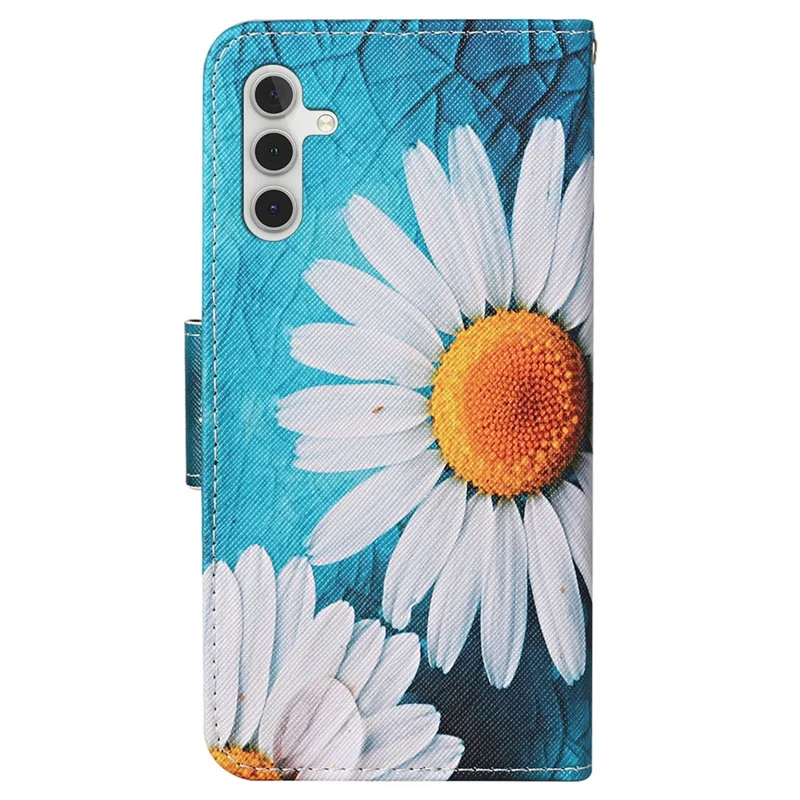 For Samsung Galaxy S25 / S24 Case PU Leather Pattern Printing Wallet Stand Phone Cover - Large Chrysanthemum