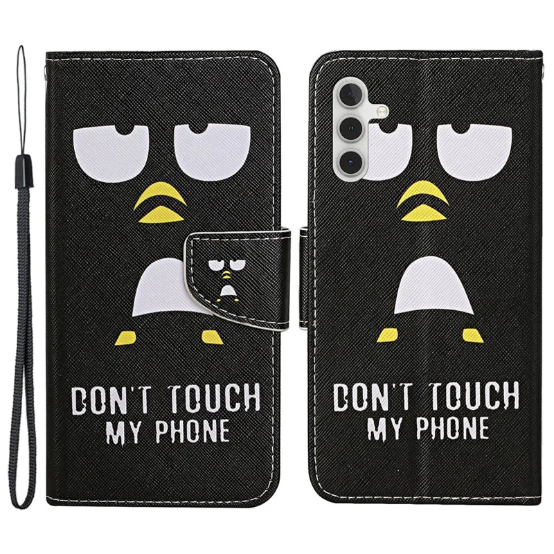 For Samsung Galaxy S25 / S24 Case PU Leather Pattern Printing Wallet Stand Phone Cover - Penguin