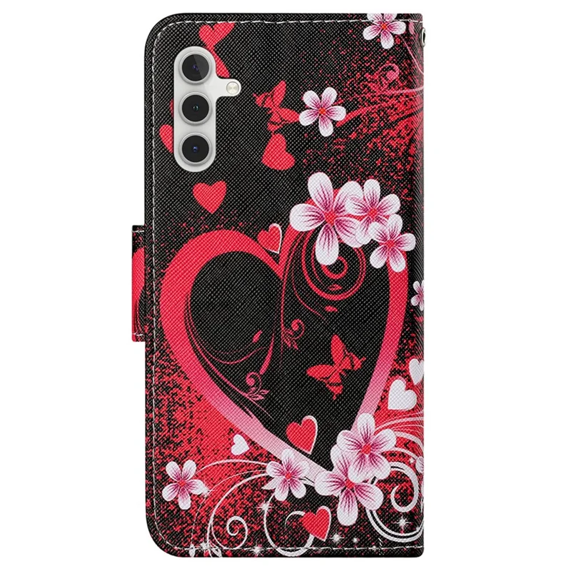 For Samsung Galaxy S25 / S24 Case PU Leather Pattern Printing Wallet Stand Phone Cover - Red Heart