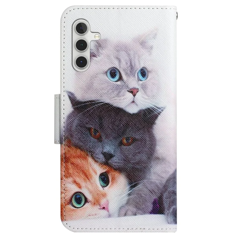 For Samsung Galaxy S25 / S24 Case PU Leather Pattern Printing Wallet Stand Phone Cover - Three Cats