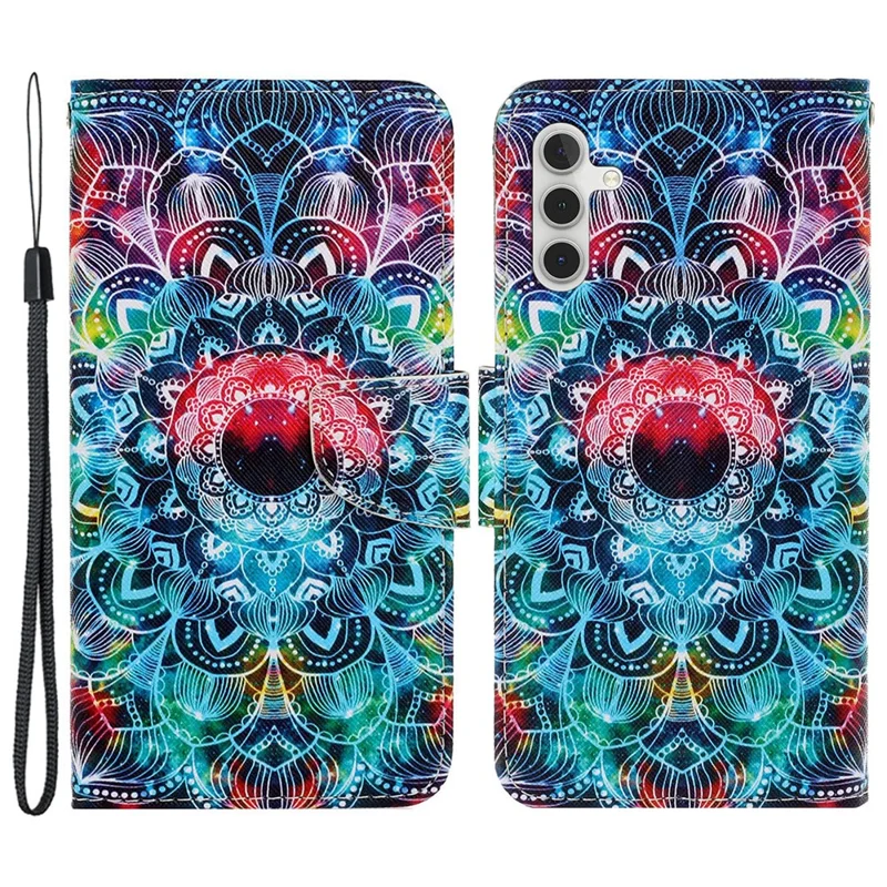 For Samsung Galaxy S25 / S24 Case PU Leather Pattern Printing Wallet Stand Phone Cover - Mandala