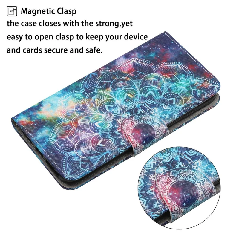 For Samsung Galaxy S25 / S24 Case PU Leather Pattern Printing Wallet Stand Phone Cover - Starry Sky  /  Mandala
