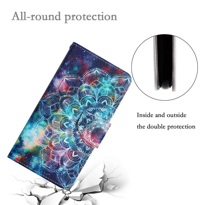 For Samsung Galaxy S25 / S24 Case PU Leather Pattern Printing Wallet Stand Phone Cover - Starry Sky  /  Mandala