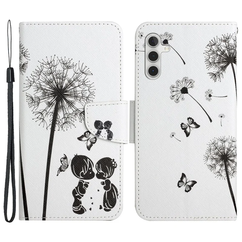 For Samsung Galaxy S25 / S24 Case PU Leather Pattern Printing Wallet Stand Phone Cover - Dandelion