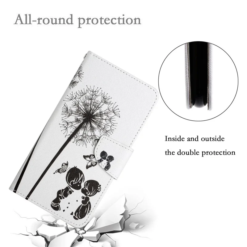 For Samsung Galaxy S25 / S24 Case PU Leather Pattern Printing Wallet Stand Phone Cover - Dandelion