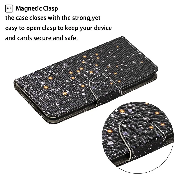 For Samsung Galaxy A15 5G Case PU Leather Pattern Printing Wallet Phone Cover with Strap - Shattered Stars