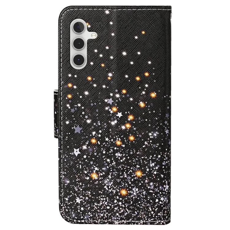 For Samsung Galaxy A15 5G Case PU Leather Pattern Printing Wallet Phone Cover with Strap - Shattered Stars