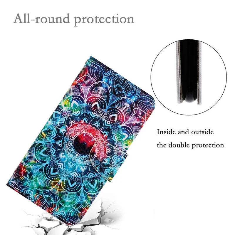For Samsung Galaxy A15 5G Case PU Leather Pattern Printing Wallet Phone Cover with Strap - Mandala