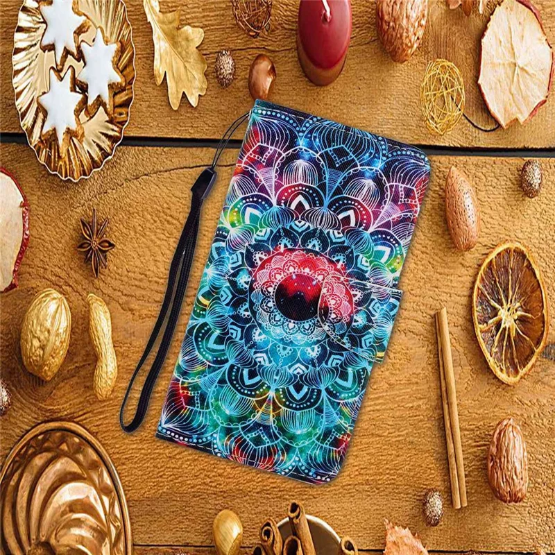 For Samsung Galaxy A15 5G Case PU Leather Pattern Printing Wallet Phone Cover with Strap - Mandala