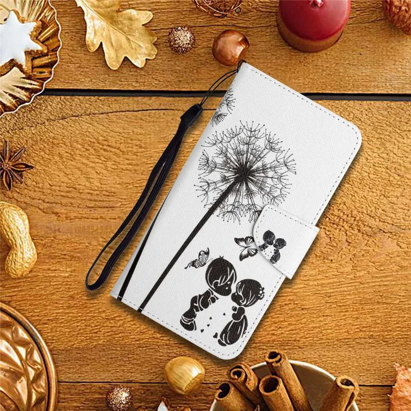 For Samsung Galaxy A15 5G Case PU Leather Pattern Printing Wallet Phone Cover with Strap - Dandelion
