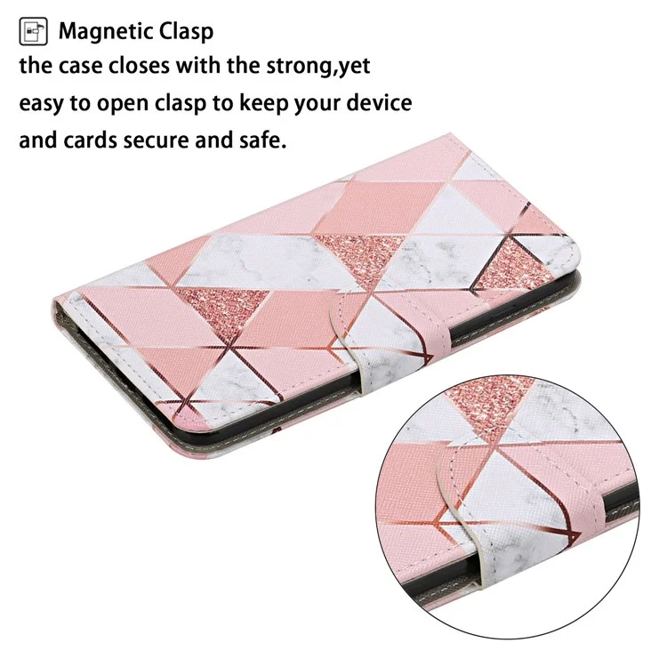 For Xiaomi Redmi 13C 4G / 5G / 13R 5G / Poco M6 5G / Poco C65 4G Leather Case Pattern Printing Phone Wallet Cover - Marble Pattern
