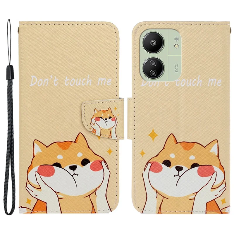 For Xiaomi Redmi 13C 4G / 5G / 13R 5G / Poco M6 5G / Poco C65 4G Leather Case Pattern Printing Phone Wallet Cover - Akita Dog