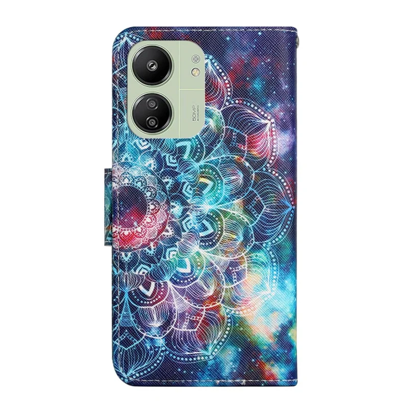 For Xiaomi Redmi 13C 4G / 5G / 13R 5G / Poco M6 5G / Poco C65 4G Leather Case Pattern Printing Phone Wallet Cover - Starry Sky / Mandala