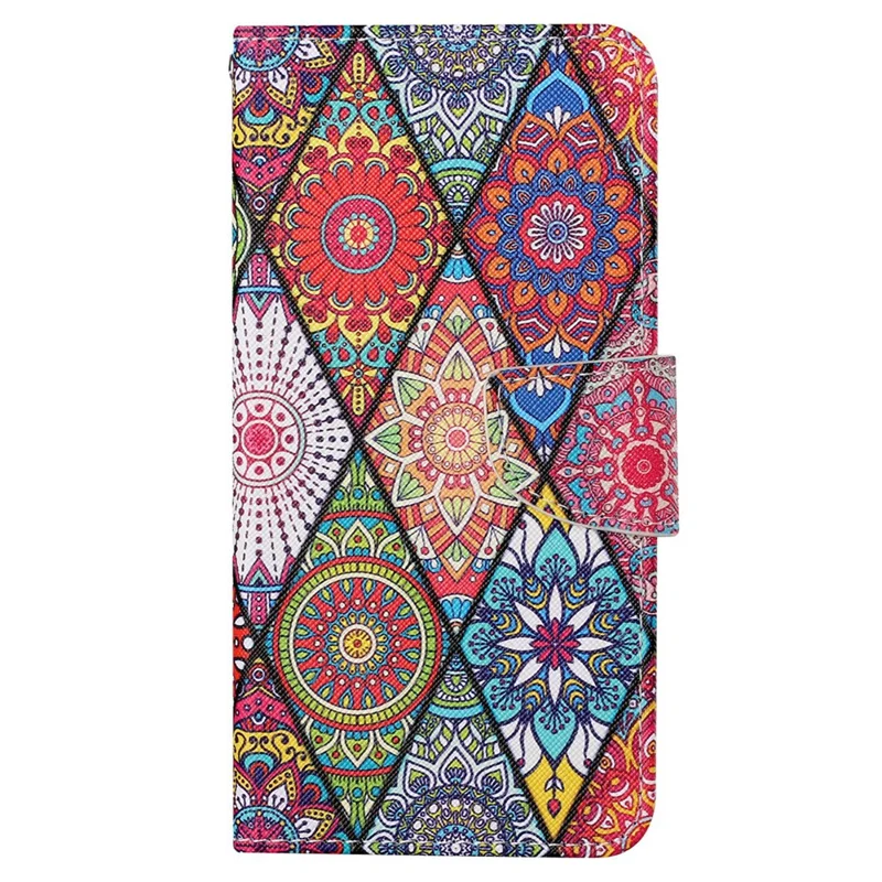 For Xiaomi Redmi 13C 4G / 5G / 13R 5G / Poco M6 5G / Poco C65 4G Leather Case Pattern Printing Phone Wallet Cover - Rhombus / Totem