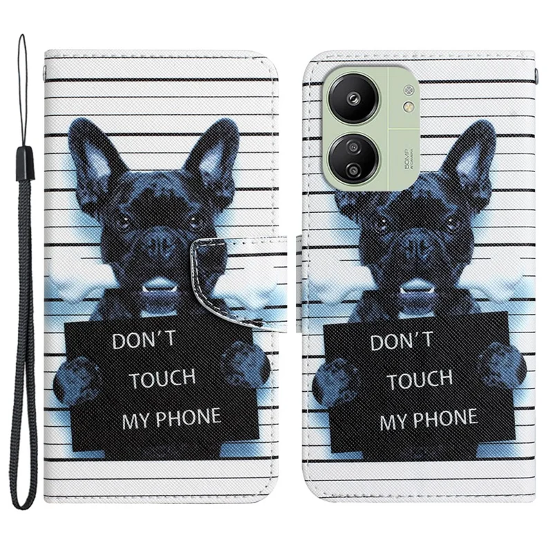 For Xiaomi Redmi 13C 4G / 5G / 13R 5G / Poco M6 5G / Poco C65 4G Case Pattern Printing Wallet Stand Leather Cover - Don't Touch My Phone