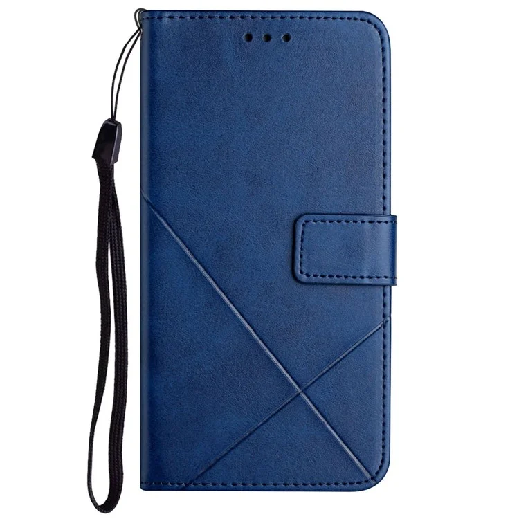For Xiaomi Redmi 13C 4G / 5G / Poco C65 4G Case Lines Imprinted Leather Wallet Cover - Blue