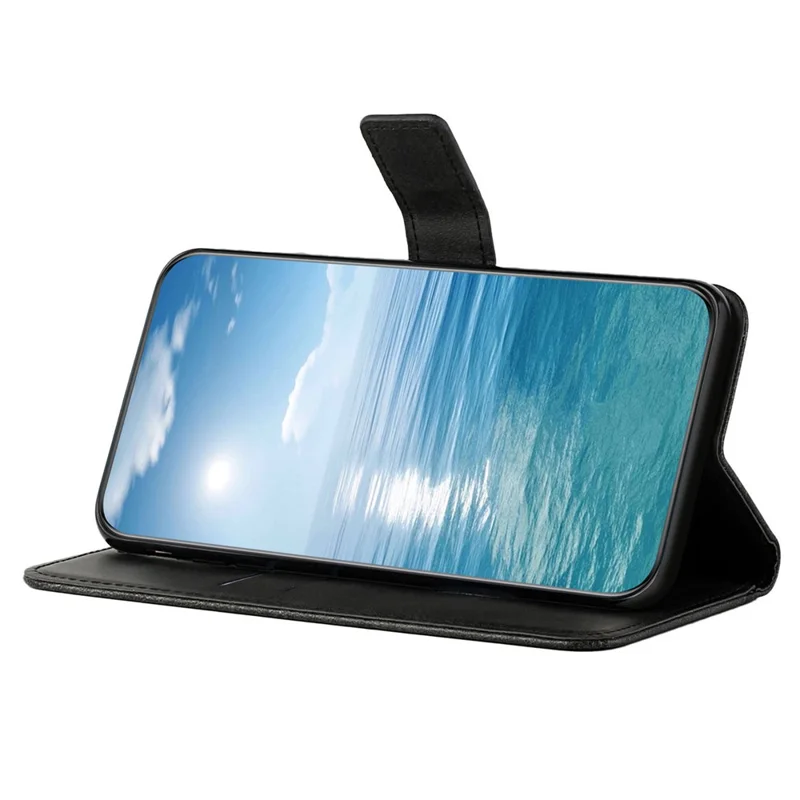 For Xiaomi Redmi 13C 4G / 5G / Poco C65 4G Case Lines Imprinted Leather Wallet Cover - Black