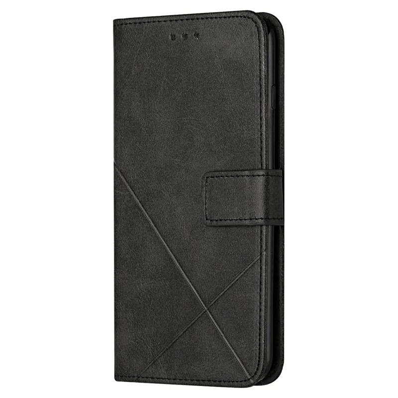 For Xiaomi Redmi 13C 4G / 5G / Poco C65 4G Case Lines Imprinted Leather Wallet Cover - Black