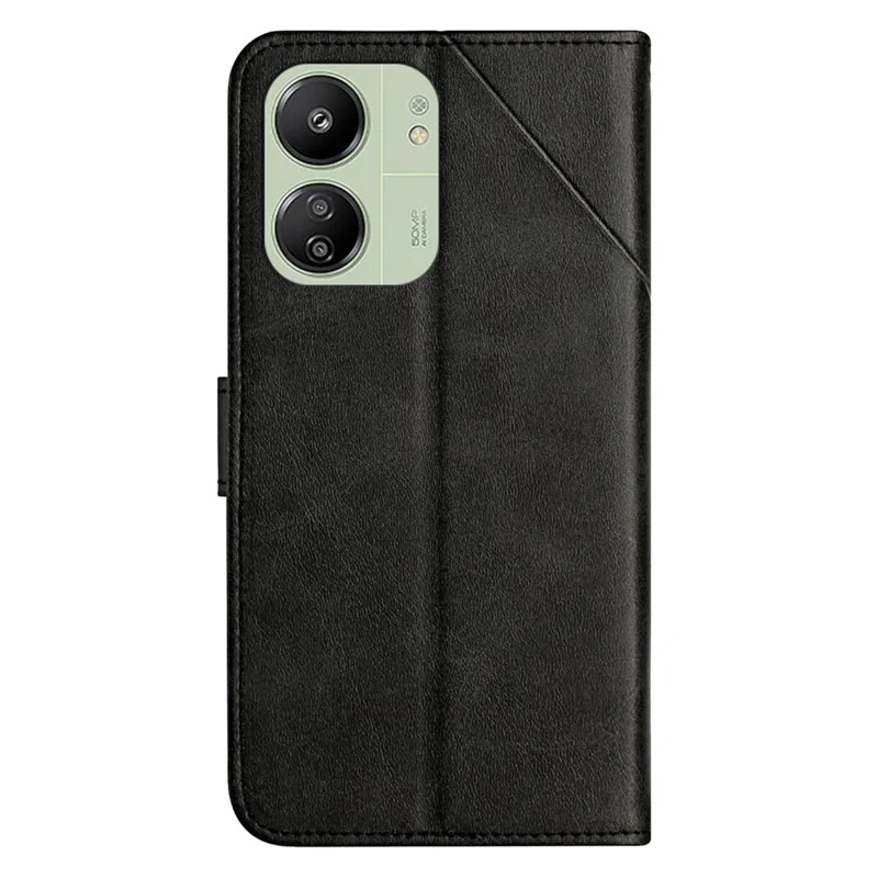 For Xiaomi Redmi 13C 4G / 5G / Poco C65 4G Case Lines Imprinted Leather Wallet Cover - Black