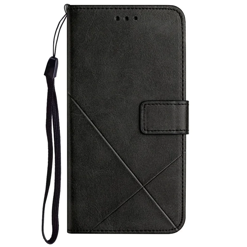For Xiaomi Redmi 13C 4G / 5G / Poco C65 4G Case Lines Imprinted Leather Wallet Cover - Black