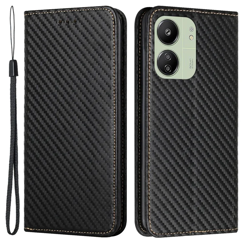 For Xiaomi Redmi 13C 4G / 5G / 13R 5G / Poco M6 5G / Poco C65 4G Case Leather Wallet Phone Stand Cover - Black