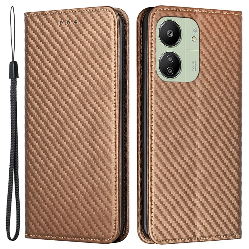 For Xiaomi Redmi 13C 4G / 5G / 13R 5G / Poco M6 5G / Poco C65 4G Case Leather Wallet Phone Stand Cover - Brown