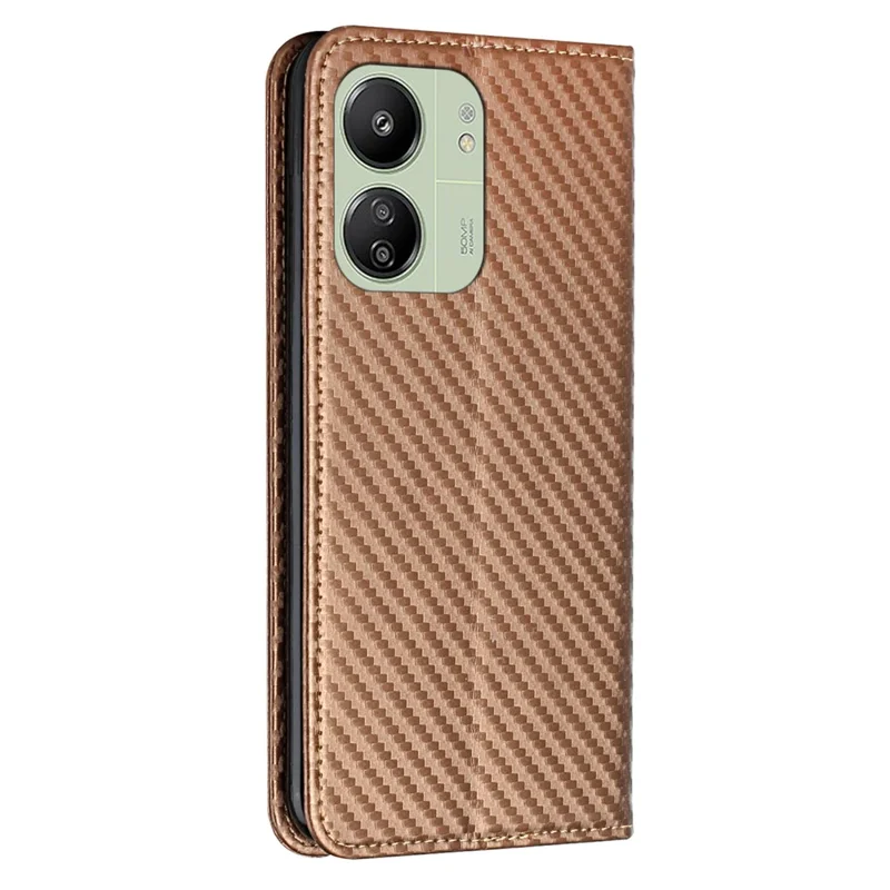 For Xiaomi Redmi 13C 4G / 5G / 13R 5G / Poco M6 5G / Poco C65 4G Case Leather Wallet Phone Stand Cover - Brown