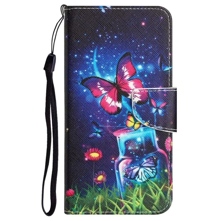 For Samsung Galaxy A15 5G Case Leather Wallet Cover with Pattern Printing - Bottle and Butterfly