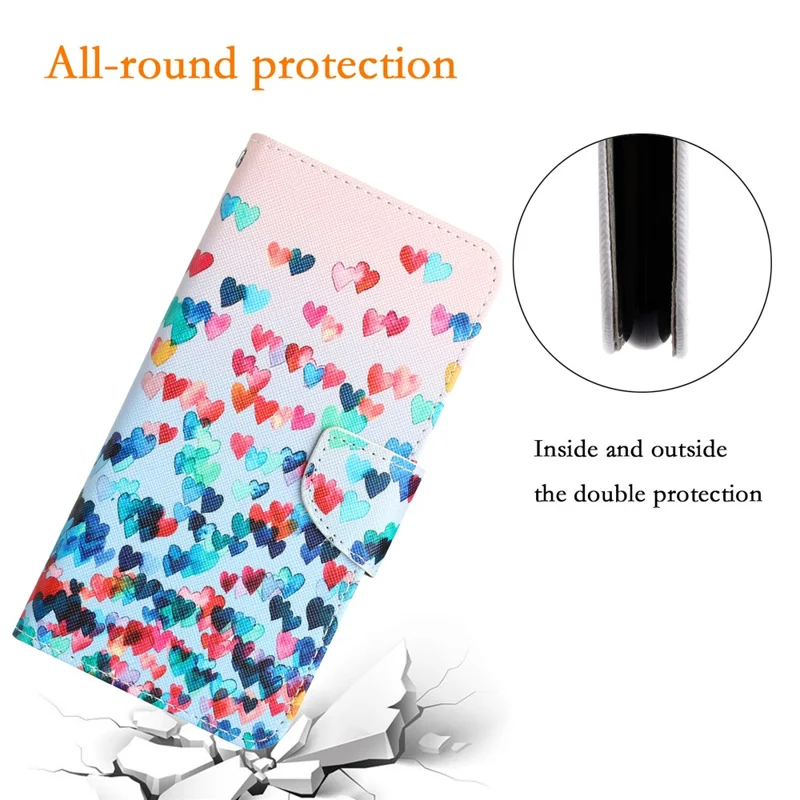 For Samsung Galaxy A15 5G Case Leather Wallet Cover with Pattern Printing - Love Heart